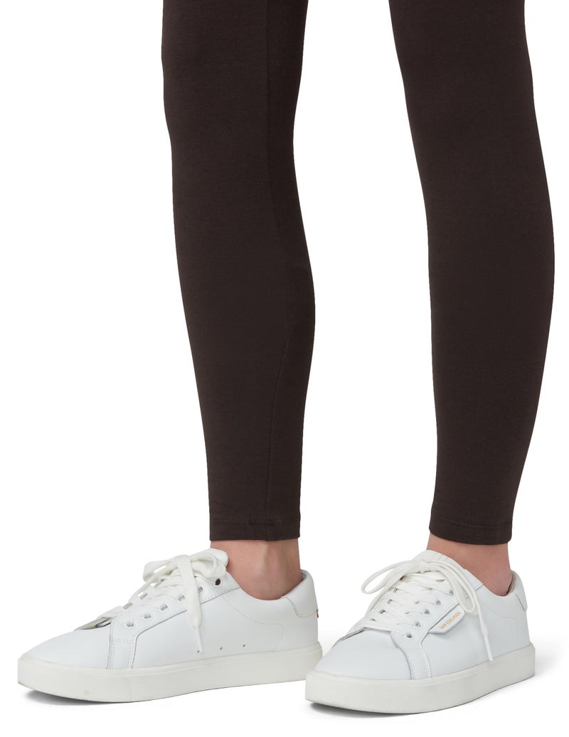 HUE Women's Ultra Soft Cotton Leggings with Wide Waistband, Full and Capri Length, Espresso, Medium - Image 4