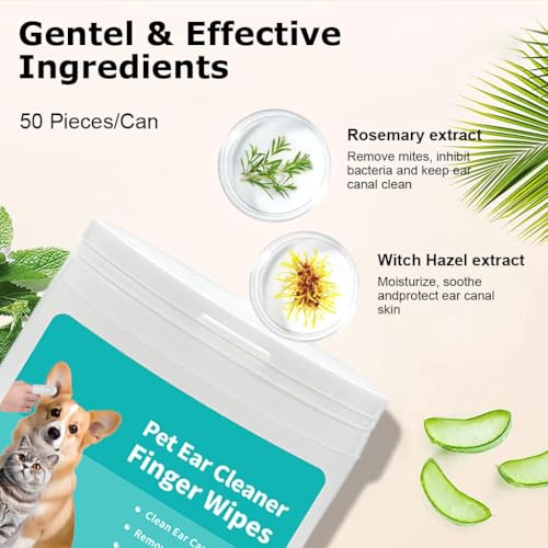SWOPPLY 50 Pcs Dog Pet Ear Cleaning Wipes,Cats Ear Finger Wipes Disposable Pet Grooming Cleaning Finger Cover Cot Wet Wipes, Non-Woven Ear Cleaning Wet Wipes Protecting Cat Dog Ear Health - Image 5