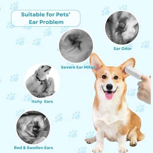 SWOPPLY 50 Pcs Dog Pet Ear Cleaning Wipes,Cats Ear Finger Wipes Disposable Pet Grooming Cleaning Finger Cover Cot Wet Wipes, Non-Woven Ear Cleaning Wet Wipes Protecting Cat Dog Ear Health - Image 3