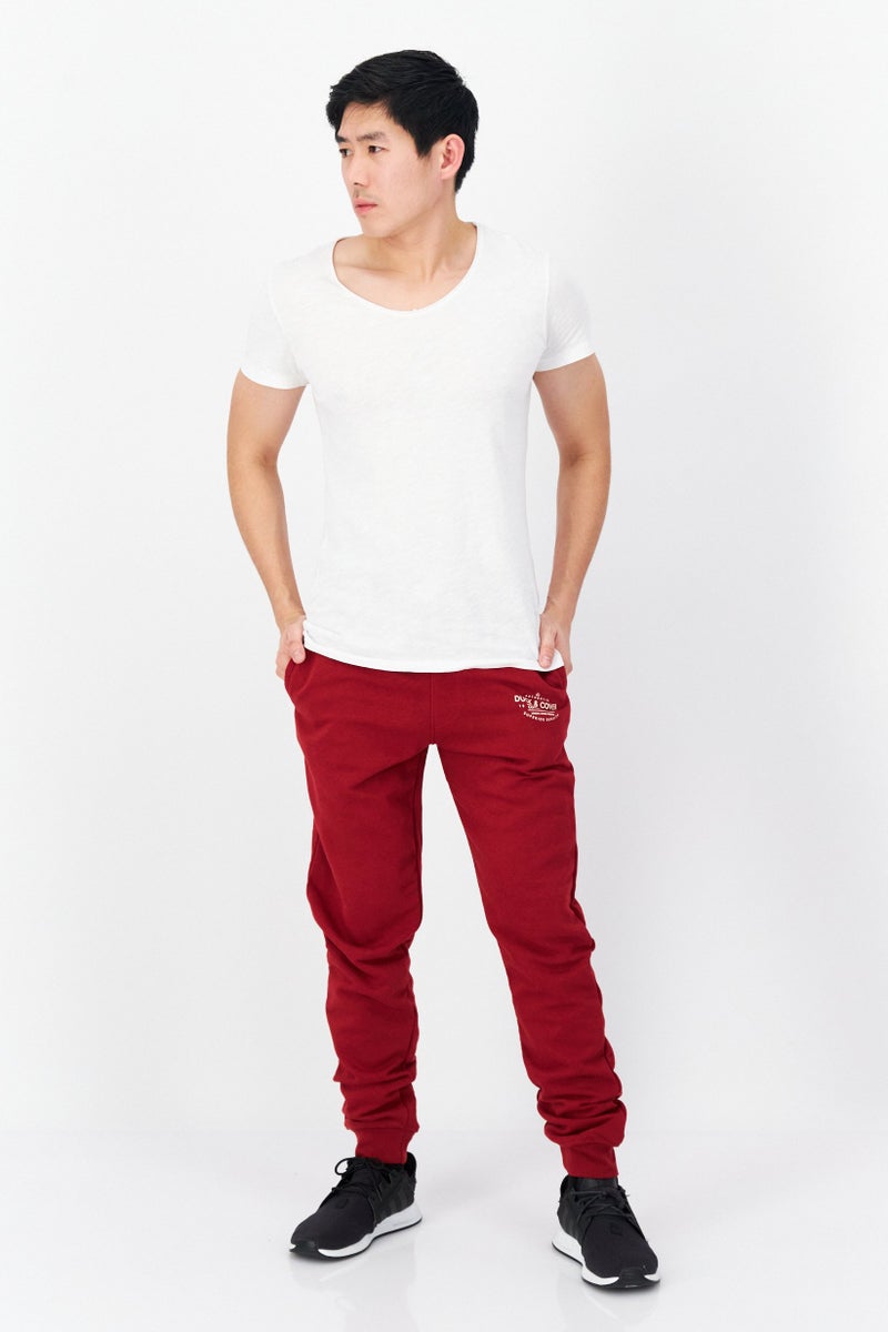 DUCK AND COVER Men Drawstring Brand Logo Sweatpants, Red - Image 2