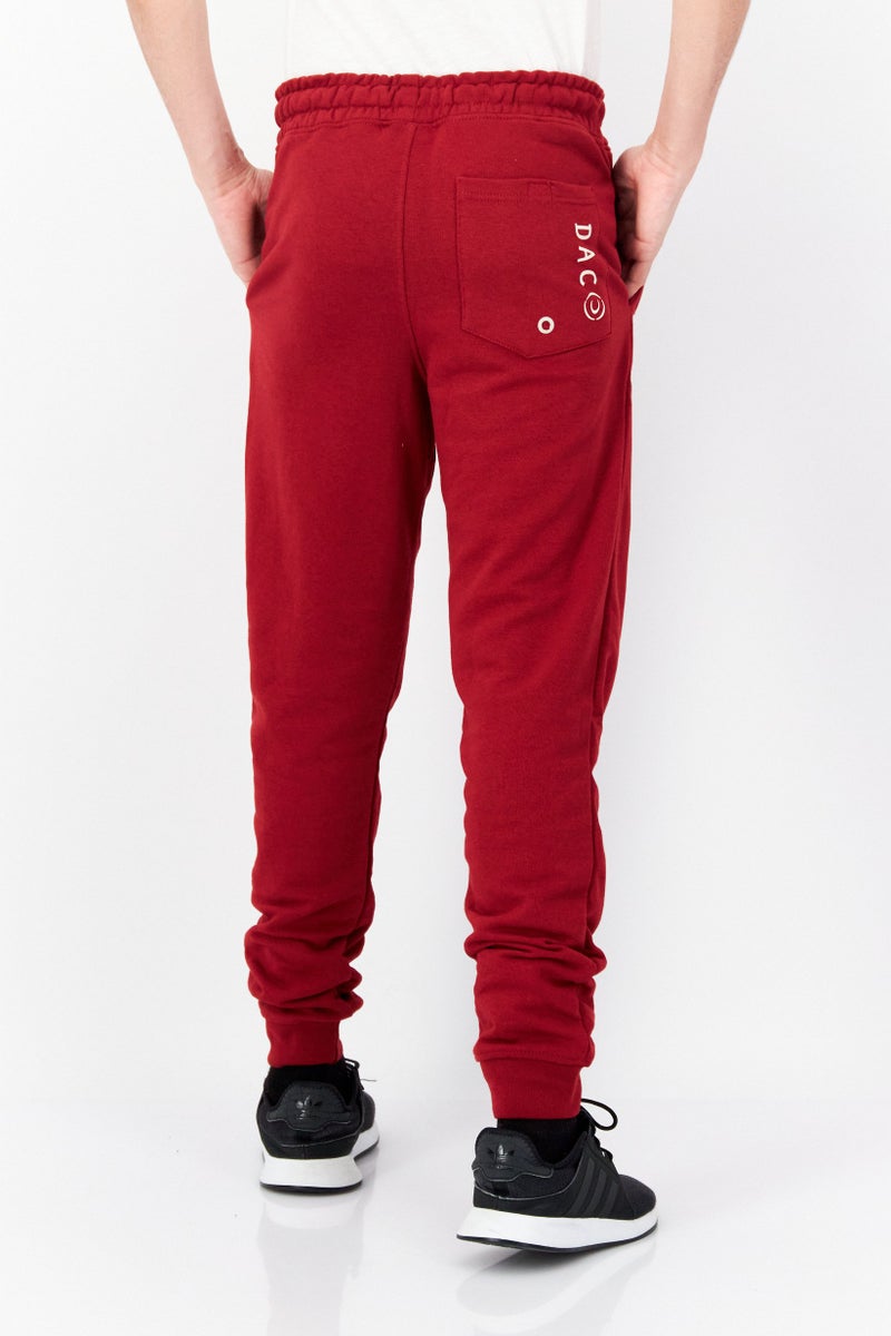 DUCK AND COVER Men Drawstring Brand Logo Sweatpants, Red - Image 4