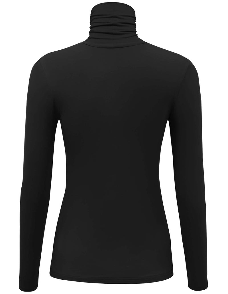 AUHEGN Women's Turtleneck Long Sleeve Pullover Tops Slim Fit Basic Lightweight Soft T-Shirts Black XX-Large - Image 3