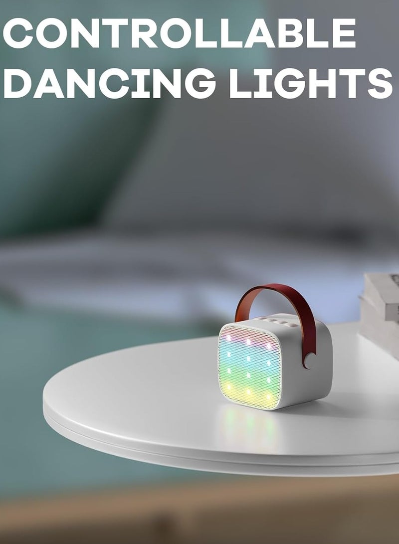 Colorful karaoke sound system, Karaoke Machine for Kids and Adults, Portable Mini Bluetooth Speaker with Wireless Microphone, Christmas Gift Toys with Colorful Lights (White 1 Microphone)  - Image 4