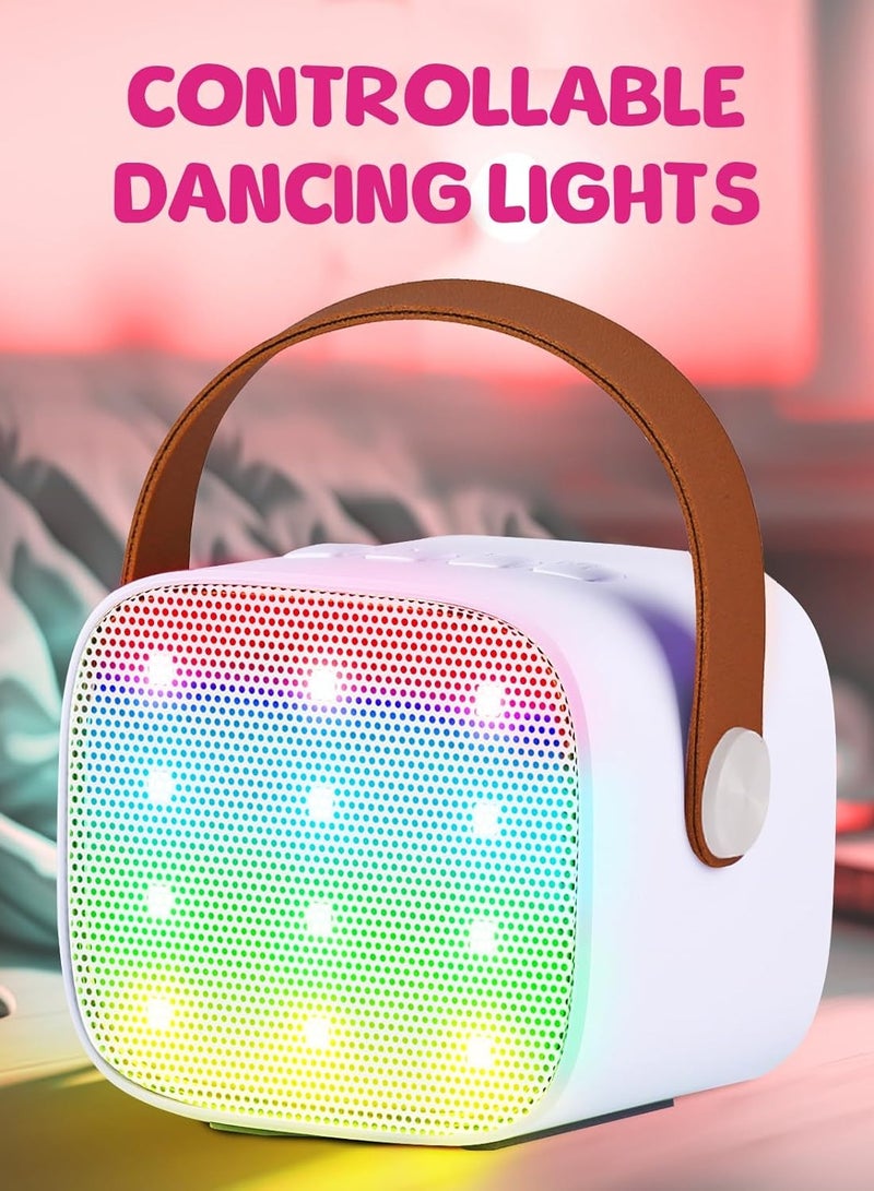Colorful karaoke sound system, Karaoke Machine for Kids and Adults, Portable Mini Bluetooth Speaker with Wireless Microphone, Christmas Gift Toys with Colorful Lights (White 1 Microphone)  - Image 2