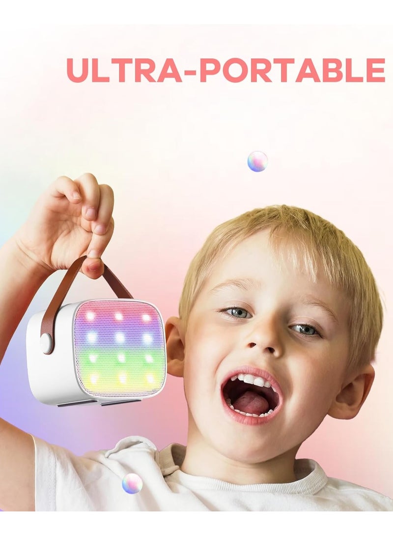 Colorful karaoke sound system, Karaoke Machine for Kids and Adults, Portable Mini Bluetooth Speaker with Wireless Microphone, Christmas Gift Toys with Colorful Lights (White 1 Microphone)  - Image 3