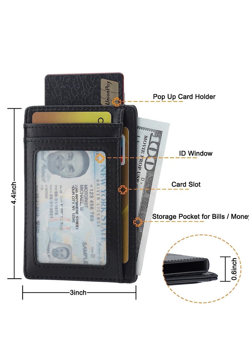 SYOSI - Card Holder Wallet Minimalist Slim Pop Up Front Pocket Small RFID Blocking Leather For Men or Women Credit Cards - Image 1
