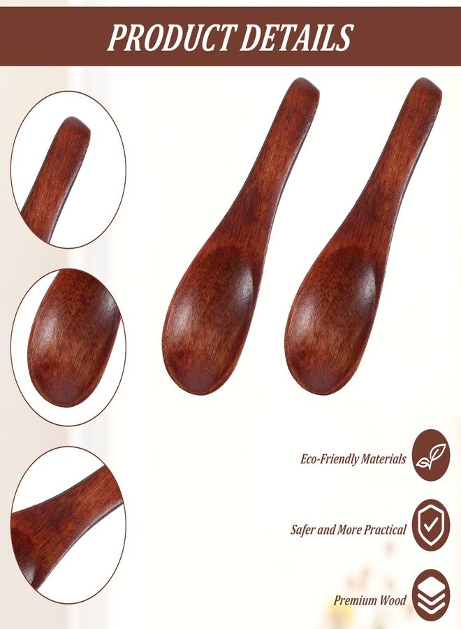 HaiFafafaing 4 Pack Handcrafted Tiny Wooden Spoons - Mini Scoops for Spice Jars, Honey, Mustard, Sauces & Seasoning - Natural Wood Kitchen Utensils for Cooking & Serving - Image 3
