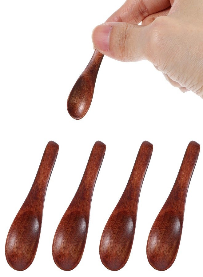 HaiFafafaing 4 Pack Handcrafted Tiny Wooden Spoons - Mini Scoops for Spice Jars, Honey, Mustard, Sauces & Seasoning - Natural Wood Kitchen Utensils for Cooking & Serving - Image 1