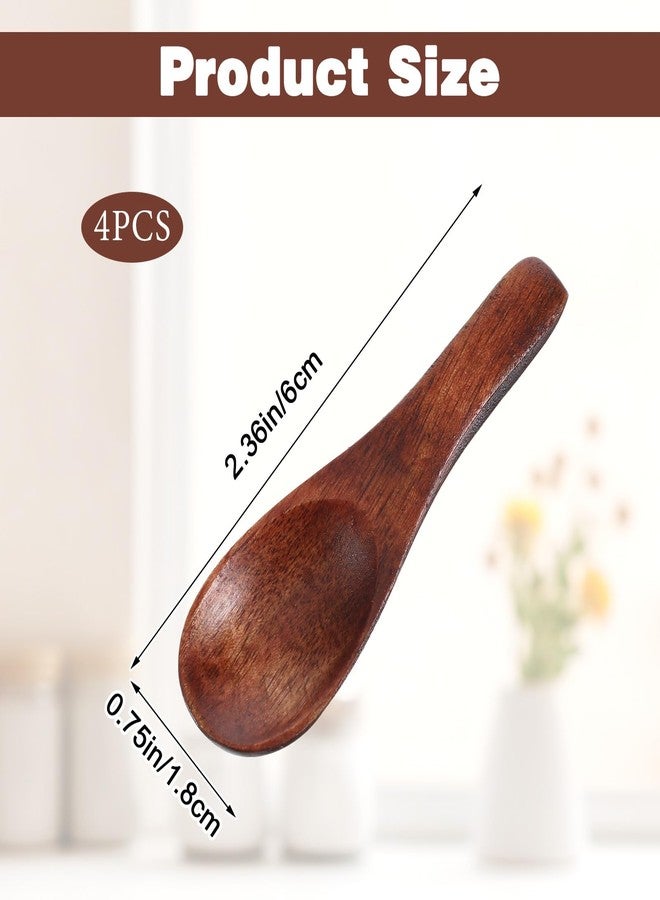 HaiFafafaing 4 Pack Handcrafted Tiny Wooden Spoons - Mini Scoops for Spice Jars, Honey, Mustard, Sauces & Seasoning - Natural Wood Kitchen Utensils for Cooking & Serving - Image 2
