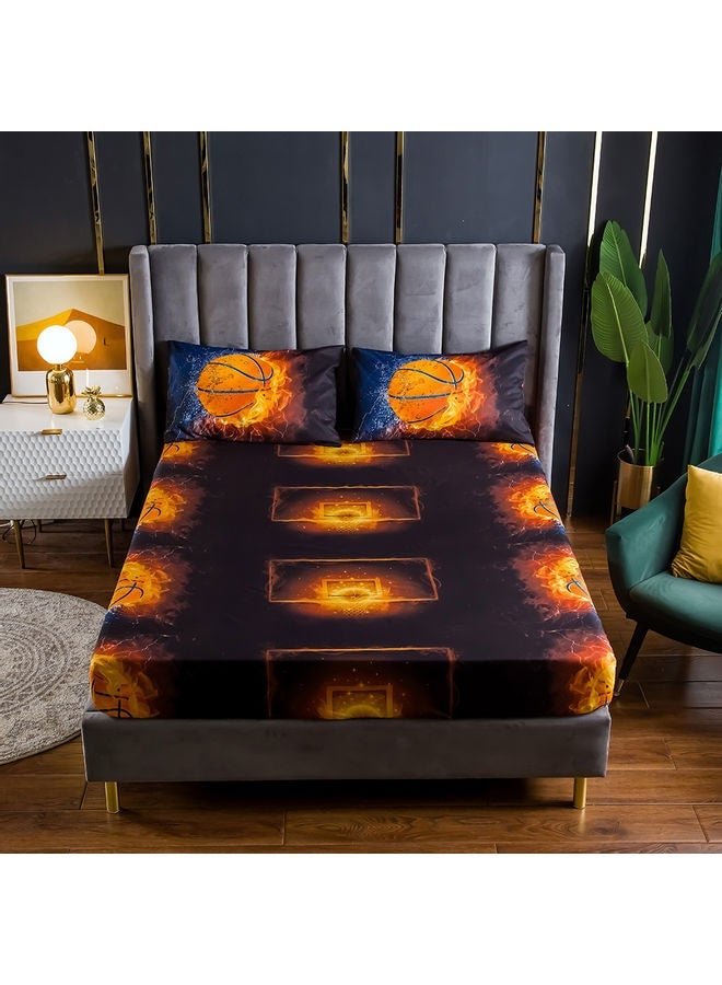NIBEMINENT 4-Piece 3D Printed Fitted and Bed Sheet with Pillowcase polyester Multicolour 45.00 x 8.00 35.00cm - Image 2