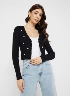 ONLY Heart Motif Button Detail Cardigan  - Image 1