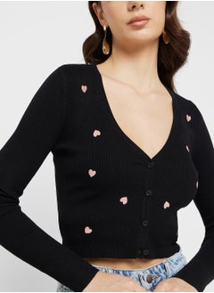 ONLY Heart Motif Button Detail Cardigan  - Image 3