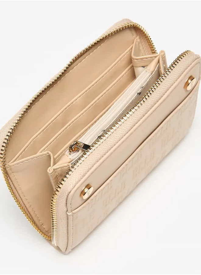 ELLE Women Monogram Embossed Wallet with Zip Closure