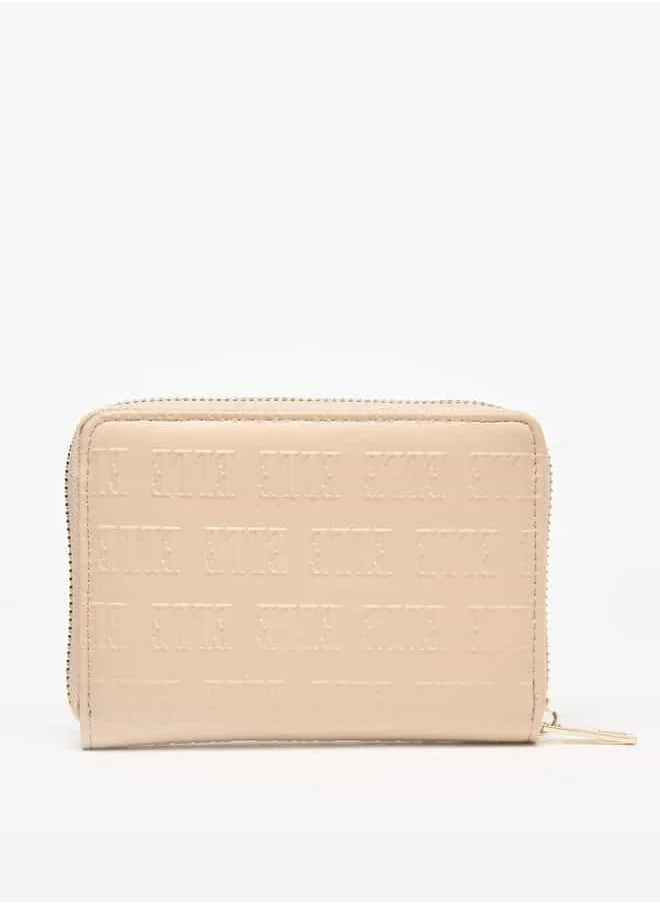 ELLE Women Monogram Embossed Wallet with Zip Closure