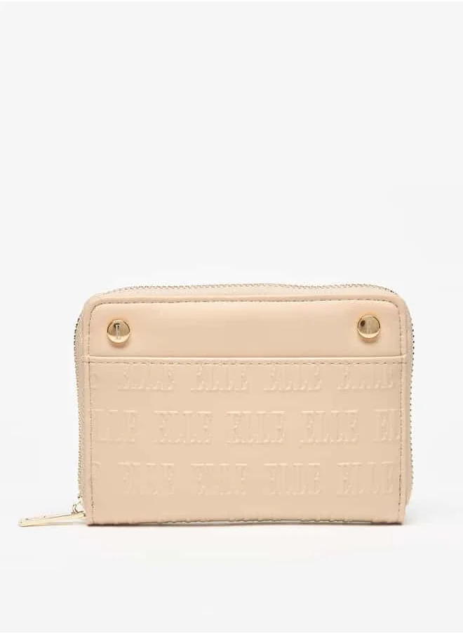 ELLE Women Monogram Embossed Wallet with Zip Closure