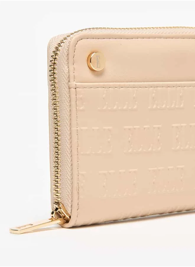 ELLE Women Monogram Embossed Wallet with Zip Closure
