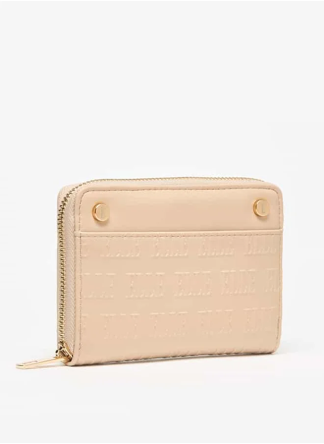 ELLE Women Monogram Embossed Wallet with Zip Closure