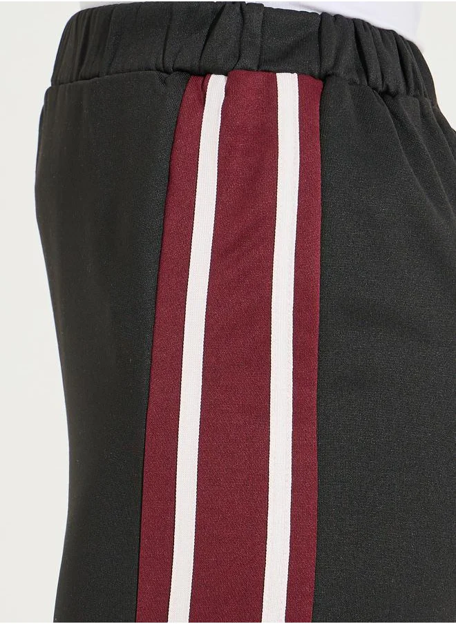 Styli Side Stripe Straight Hem Midi Skirt