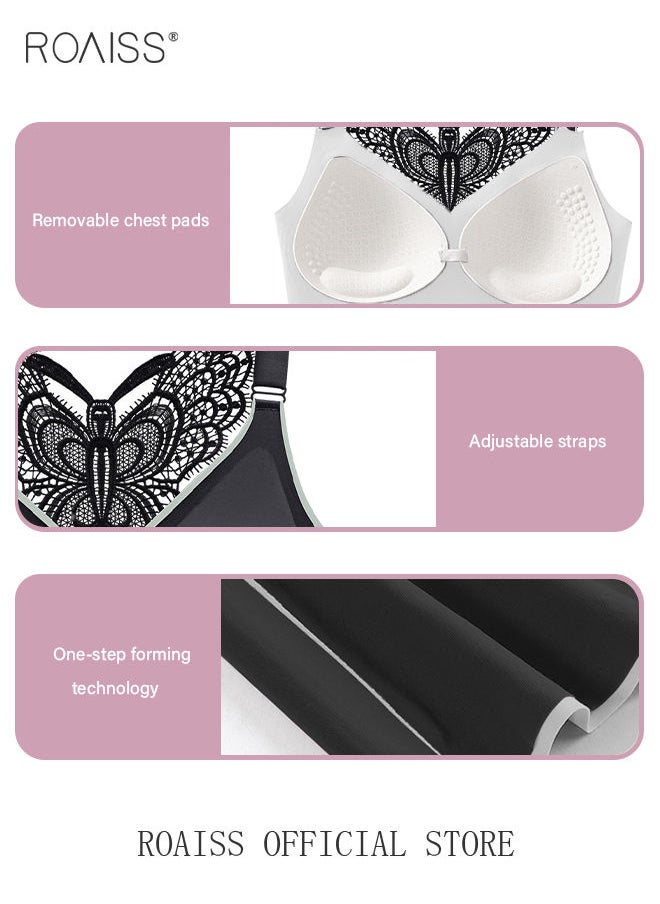 roaiss - Latex Bra No Steel Ring With Chest Pad Underwear Gathered No Trace Large Size Vest Style Bra for Women - Image 1