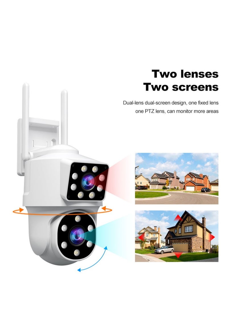 SriHome - SH063 3K Dual Lens PTZ Outdoor Security Camera, AI Auto Tracking, 360° Coverage, Color Night Vision, IP66 Waterproof, 2-Way Audio, Motion Alerts, SD/Cloud Storage - Image 1