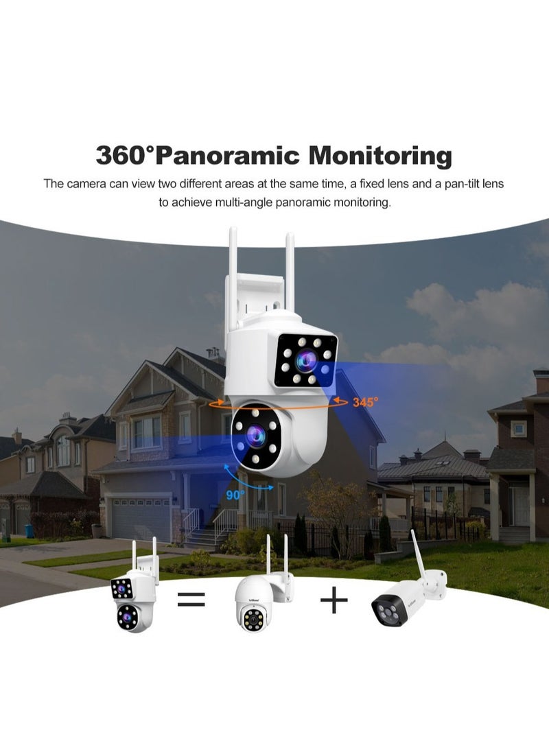 SriHome - SH063 3K Dual Lens PTZ Outdoor Security Camera, AI Auto Tracking, 360° Coverage, Color Night Vision, IP66 Waterproof, 2-Way Audio, Motion Alerts, SD/Cloud Storage - Image 1