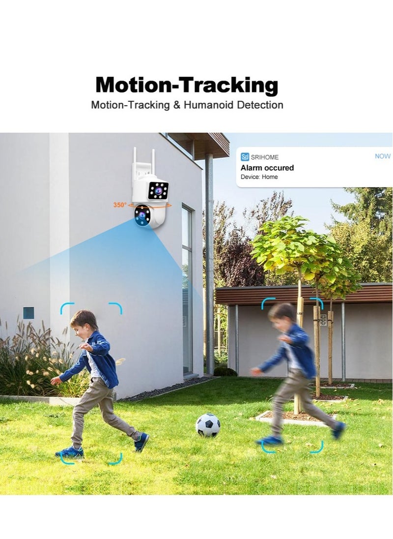 SriHome - SH063 3K Dual Lens PTZ Outdoor Security Camera, AI Auto Tracking, 360° Coverage, Color Night Vision, IP66 Waterproof, 2-Way Audio, Motion Alerts, SD/Cloud Storage - Image 1