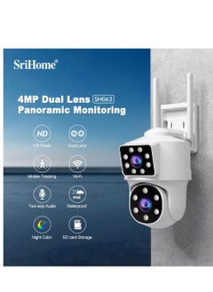 SriHome SH063 3K Dual Lens PTZ Outdoor Security Camera, AI Auto Tracking, 360° Coverage, Color Night Vision, IP66 Waterproof, 2-Way Audio, Motion Alerts, SD/Cloud Storage  - Image 2