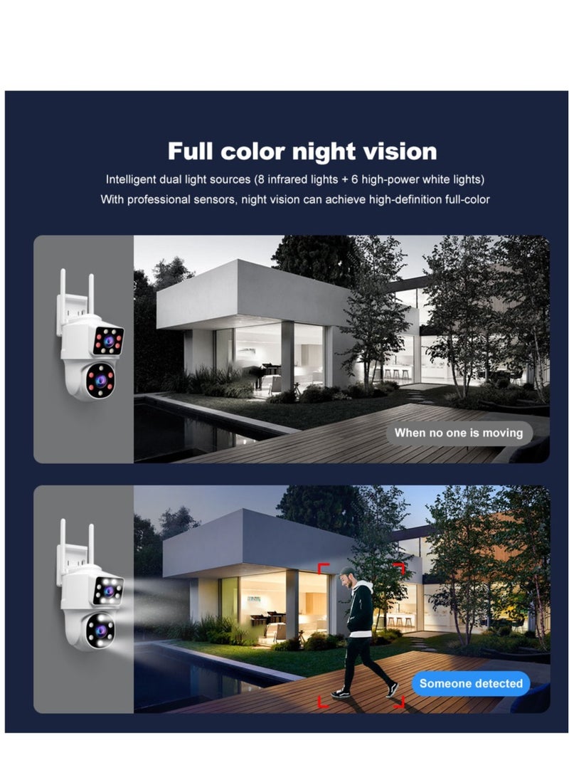 SriHome - SH063 3K Dual Lens PTZ Outdoor Security Camera, AI Auto Tracking, 360° Coverage, Color Night Vision, IP66 Waterproof, 2-Way Audio, Motion Alerts, SD/Cloud Storage - Image 1