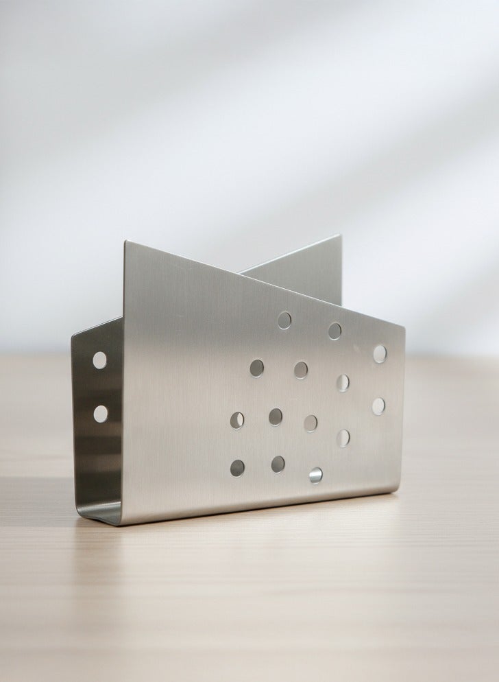 BarPros Premium Stainless Steel Napkin Holder, Freestanding Vertical Napkin Dispenser for Kitchen Countertop and Dining Table, Silver, Durable - Image 1