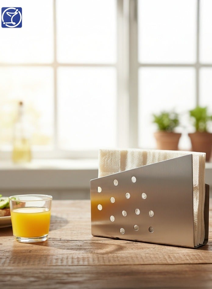 BarPros Premium Stainless Steel Napkin Holder, Freestanding Vertical Napkin Dispenser for Kitchen Countertop and Dining Table, Silver, Durable - Image 3