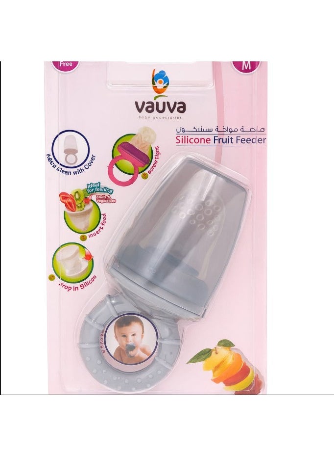 فوفا مغذي فواكه سيليكون للأطفال، خالي من مادة BPA، مقاس M، لون أزرق فيروزي، آمن للتنظيف بالغطاء - Image 1