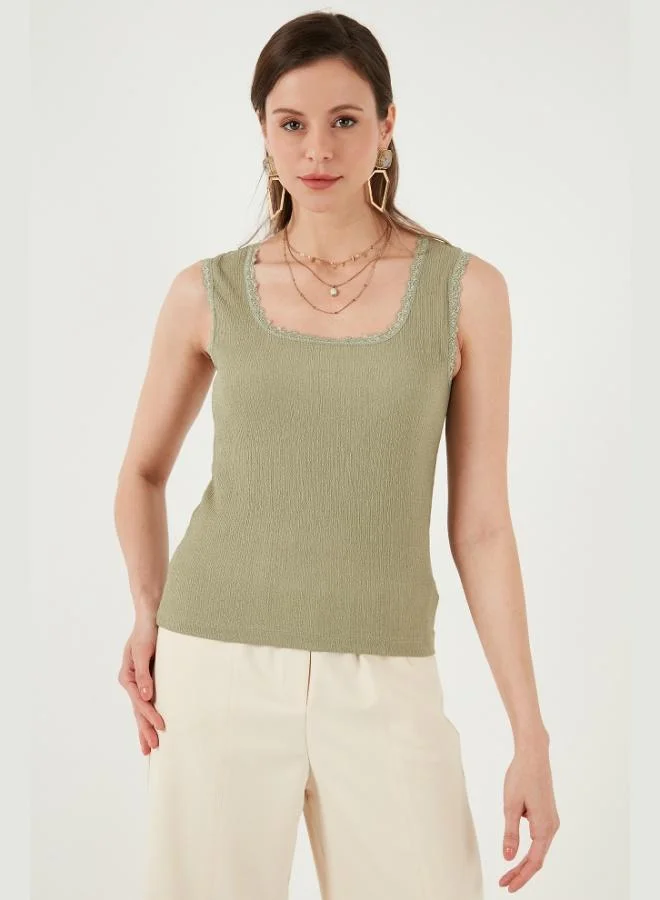 Lela Lela Slim Fit Thick Lace Square Neck Crepe 2-Pack Undershirt Women's Undershirt 5864979S2