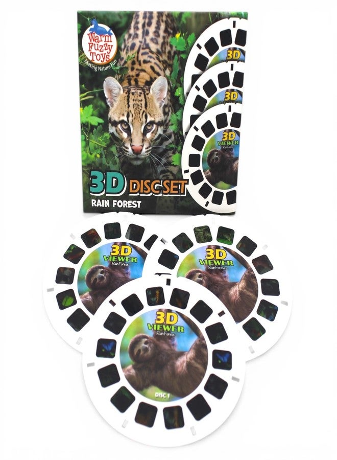 WARM FUZZY Toys Rainforest Animals Reels for Viewfinder - 3 Slides with 21 HD 3D Images, Tropical Wildlife Refill Discs for Kids & Adults, Retro Educational Classic Toy Accessory - Image 1