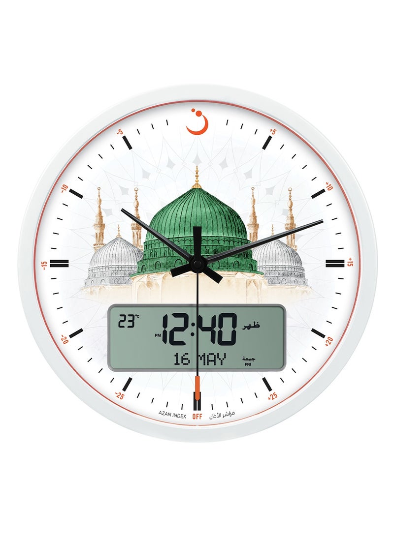 Al Fajr Azaan Analog-Digital Prayer Clock Medinah Design CR-23  - Image 1