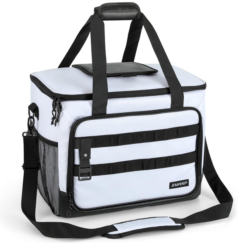 ZAKEEP Soft Cooler Bag, Large Leakproof Beach Cooler, 30 Cans Collapsible Cooler with Adjustable Shoulder Straps, Ice Chest, Portable Insulated Bag Camping Coolerbag for Travelï¼†Campingï¼†Picnic, White - Image 1