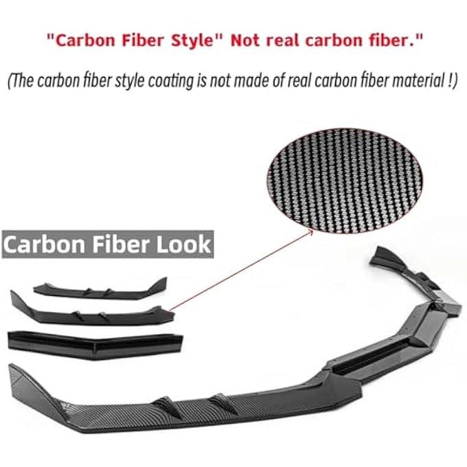 Sts.Ev01 STSEV01 Front Bumper Lip Splitter Spoiler Fit for Chevy Corvette C8 2020-2025 Stingray/ Z51/ LT/LZ, 3pcs Aggressive Style Air Dam Chin Body Kit Underbody Lip Accessories (Carbon Fiber Look) - Image 5