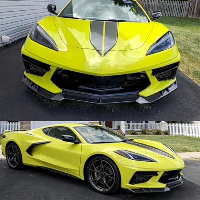 Sts.Ev01 STSEV01 Front Bumper Lip Splitter Spoiler Fit for Chevy Corvette C8 2020-2025 Stingray/ Z51/ LT/LZ, 3pcs Aggressive Style Air Dam Chin Body Kit Underbody Lip Accessories (Carbon Fiber Look) - Image 4