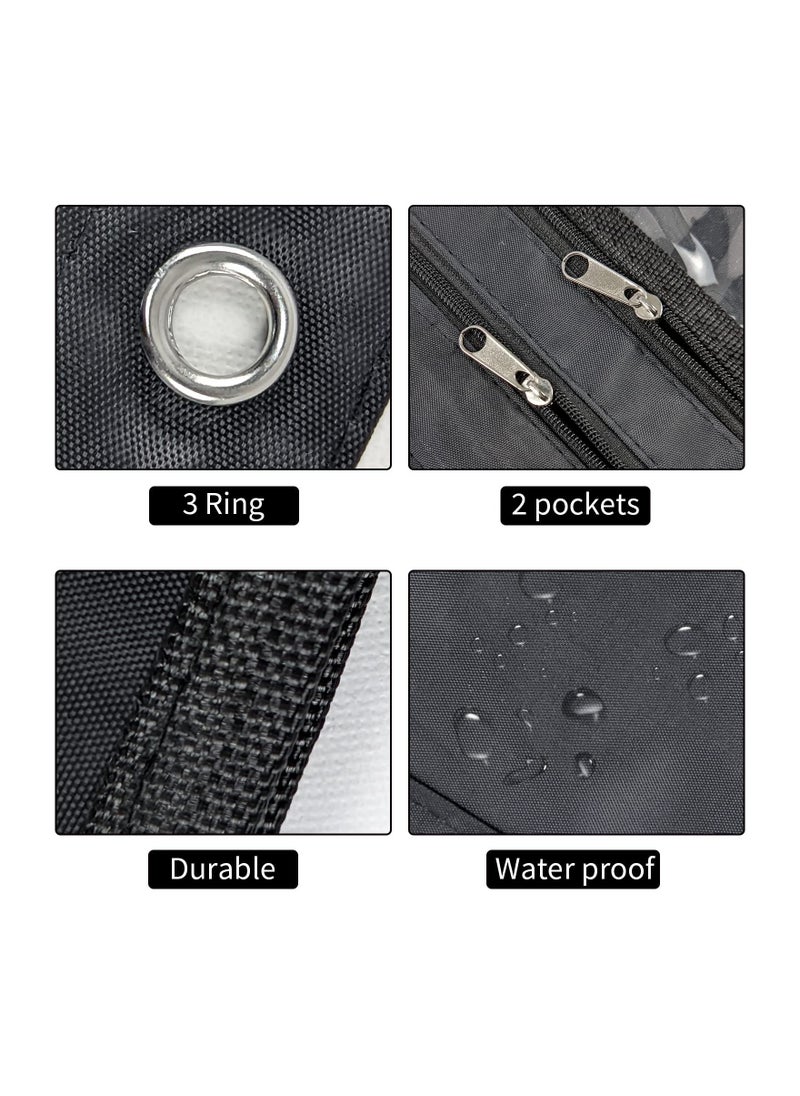 Y&D - Expandable Pencil Pouch for 3 Ring Binder, 2 Pack Large Capacity with Zipper, Three Clear Binder Case Suitable School and Office（Black）1 inch High Pouc - Image 1