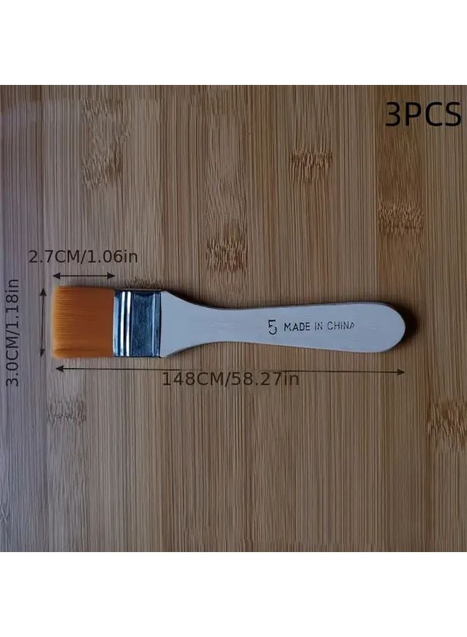 3PCS Nylon Paintbrush Set For Acrylic Oil Watercolor Wooden Handle Ideal For Artists Students - Image 1