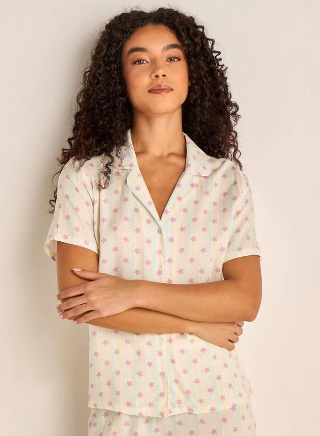 سبلاش فيڤ Pyjama Set Button-Down Shirt & Trousers Viscose