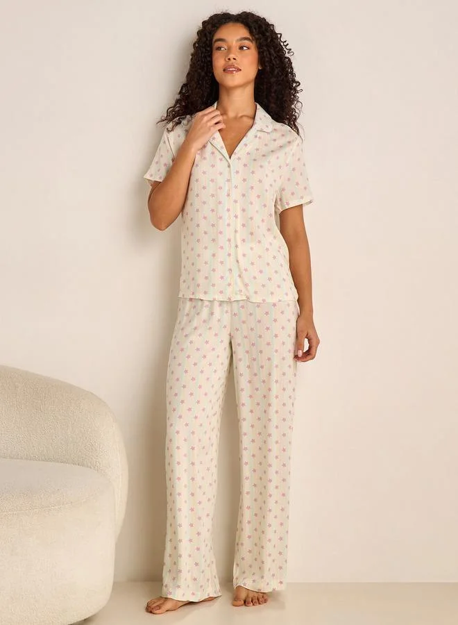 سبلاش فيڤ Pyjama Set Button-Down Shirt & Trousers Viscose