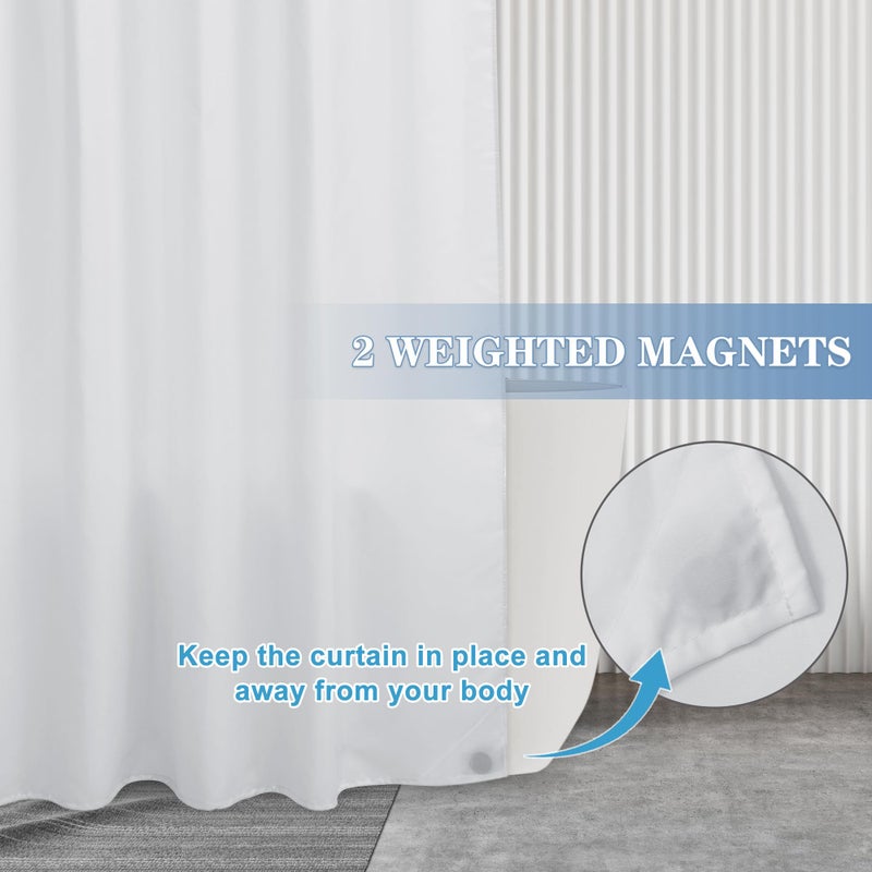 Nasitos Fabric Shower Curtain Liners 4 Pack - W72 x H72 - Washable & Water Resistant Cloth Shower Liner for Bathroom, Soft Hotel Quality, Standard Size (White, Include 8 Separate Magnets) - Image 4