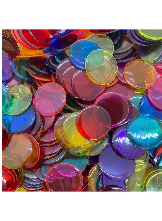 Mr Chips Plastic Bingo Chips For Bingo Games 1000 Count - Transparent 7 Color Mixture Counting Chips - 3/4 Inch - Image 1