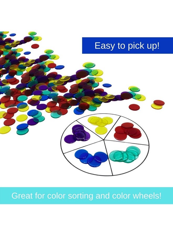 Mr Chips Plastic Bingo Chips For Bingo Games 1000 Count - Transparent 7 Color Mixture Counting Chips - 3/4 Inch - Image 3