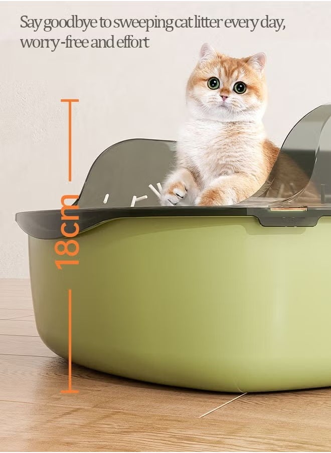 Cat Litter Box, Cat Litter Tray Box, Anti-Splashing Open Cat Litter Box with High Side, Detachable Cat Litter Box, Oversized Deodorizing Non-Sticky and Easy to Clean, Suitable for All Kinds of Pet Litter(Green)