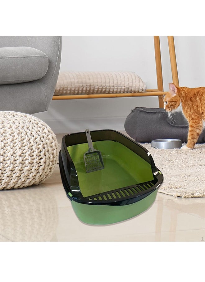 Cat Litter Box, Cat Litter Tray Box, Anti-Splashing Open Cat Litter Box with High Side, Detachable Cat Litter Box, Oversized Deodorizing Non-Sticky and Easy to Clean, Suitable for All Kinds of Pet Litter(Green)