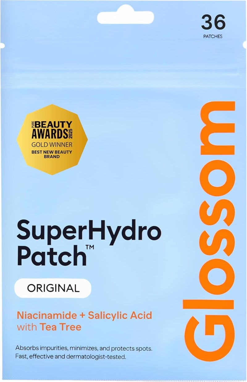 Glossom SuperHydro Patch Spot Patches Salicylic Acid Pack of 36 Pimple Hydrocolloid Acne Patches for Spot Treatment Breakout Blemish Stickers Spot Dots for Face Korean Vegan CrueltyFree