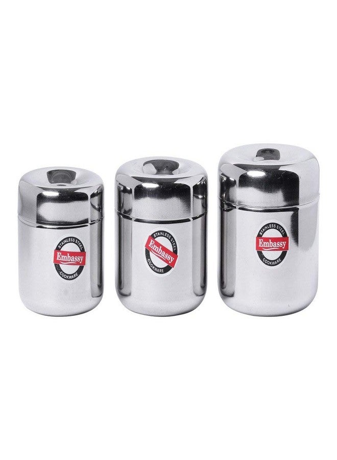 EMBASSY Stainless Steel Apple Deep Dabba/Canister - Set of 3 (120/150/200 ml; Sizes 1-3, Small) - Image 1