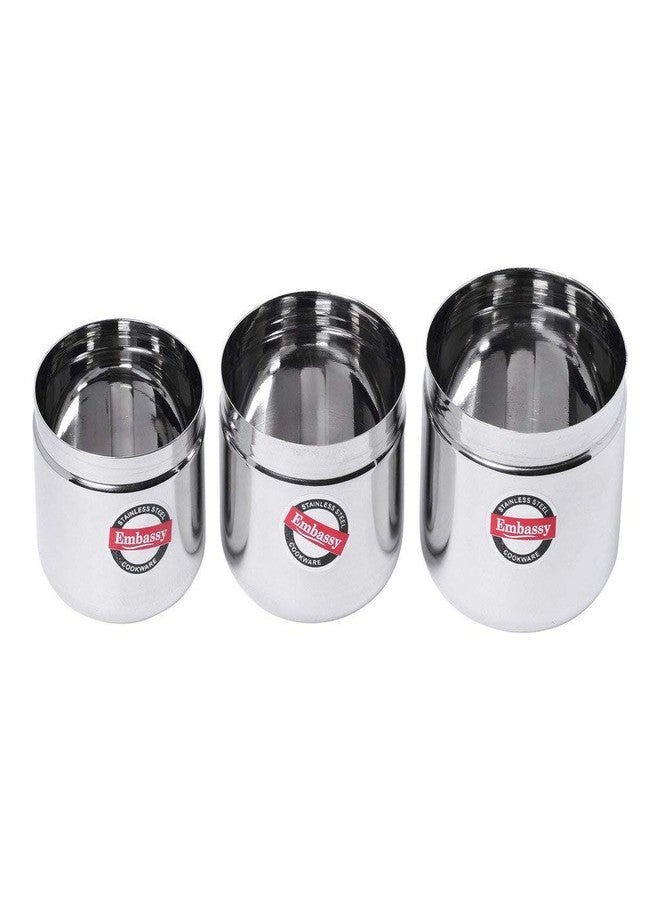 EMBASSY Stainless Steel Apple Deep Dabba/Canister - Set of 3 (120/150/200 ml; Sizes 1-3, Small) - Image 2