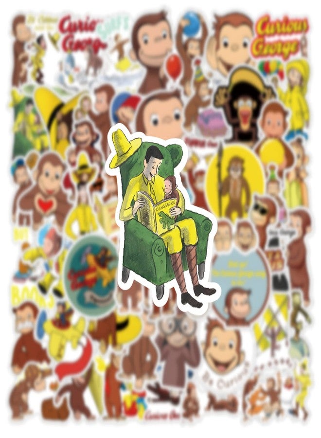 BLCAFEE 55 Pcs Curious George Monkey Storybook Cartoon Vinyl Waterproof Stickers for Water Bottle Laptop Motorcycle Skateboard Phone for Birthday Party Choice Decorative Supplies Favors - Image 3